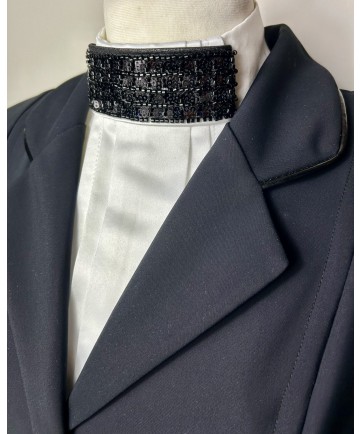 lavallière bande paillettes et perles noir