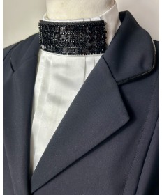 lavallière bande paillettes et perles noir