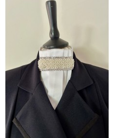 lavallière BLANCHE bande perlé et strass